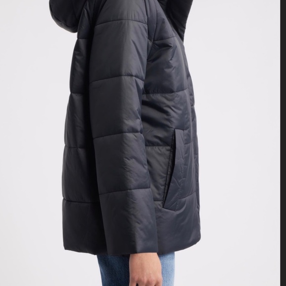 $388 Eileen Fisher Eggshell Recycled Nylon Short Puffer Coat Navy Ink Blue S - Picture 12 of 13